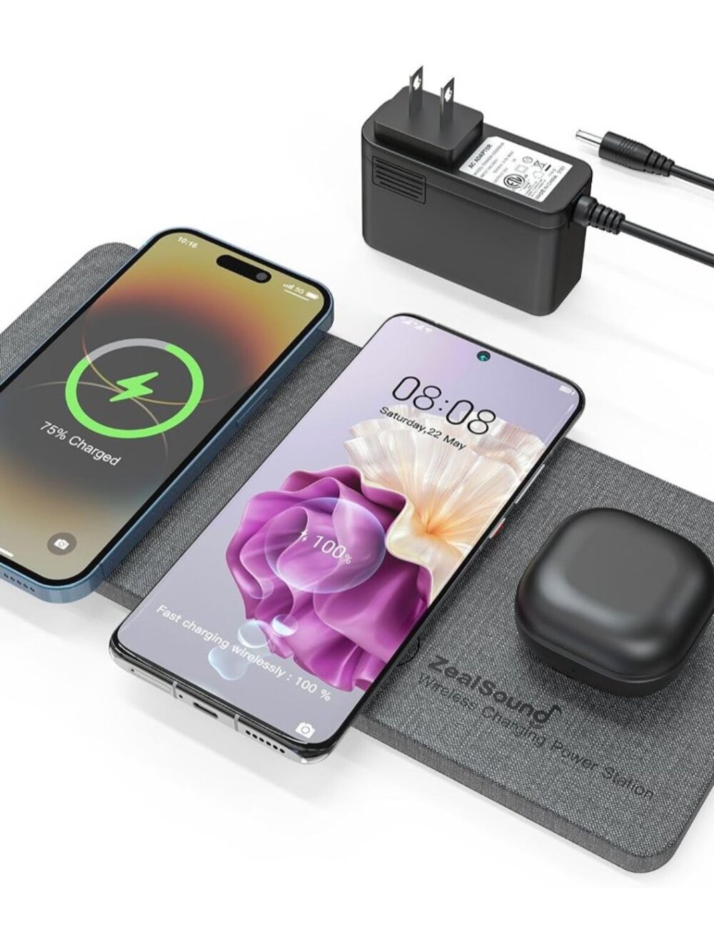 Wireless Charging Pad, 3 in 1 Charger Mat for iPhone, Samsung Galaxy, Pixel, Air
